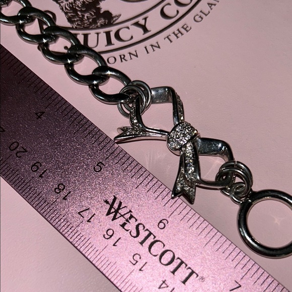 Vintage Juicy Couture Silver Chain Bracelet with Bling Bow - Picture 14 of 15